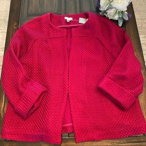 Chico’s Magenta Woven Blazer/jacket Size L NWT